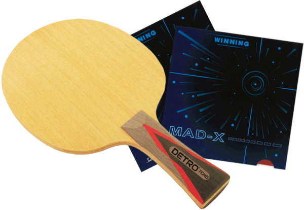 Detro 7 CHD Blade with Winning MAD-X Rubber Assembled Table Tennis Paddle